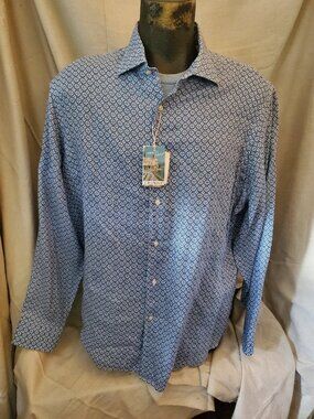 Mens Daniel Cremieux Blue Dress Casual Linen Shirt in Canclini Fabric NEW Sz XL